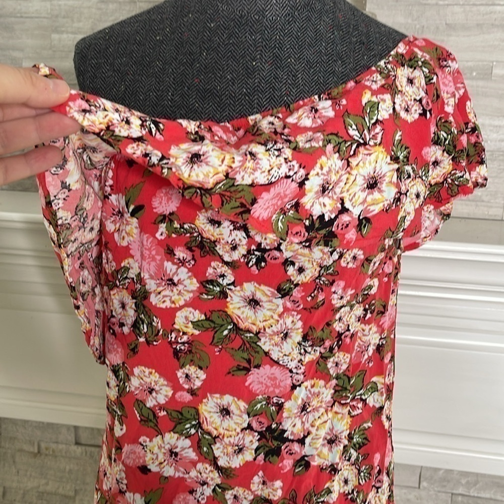Rue21 One Shoulder Pink Floral Relax Elastic Top Mini Dress Size Medium - Picture 4 of 5